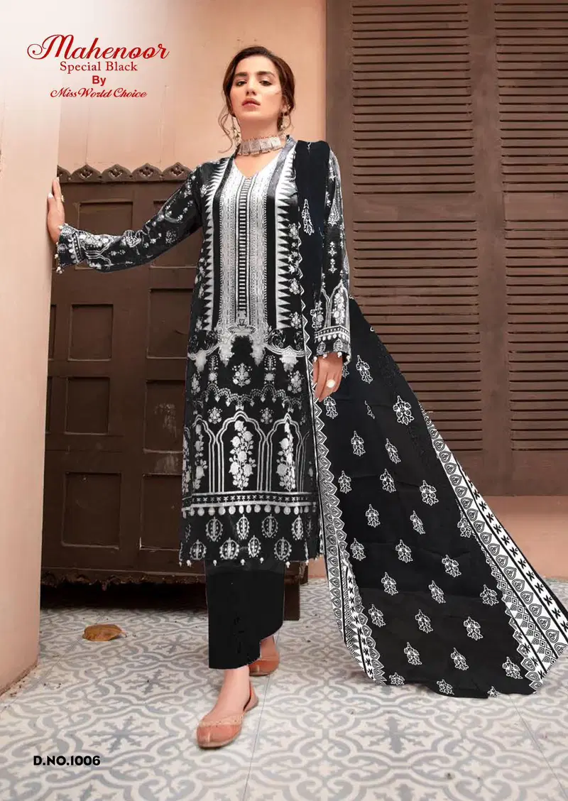 Mahenoor Special Black Vol 1 By Miss World Choice Lawn Dress Material Wholesale